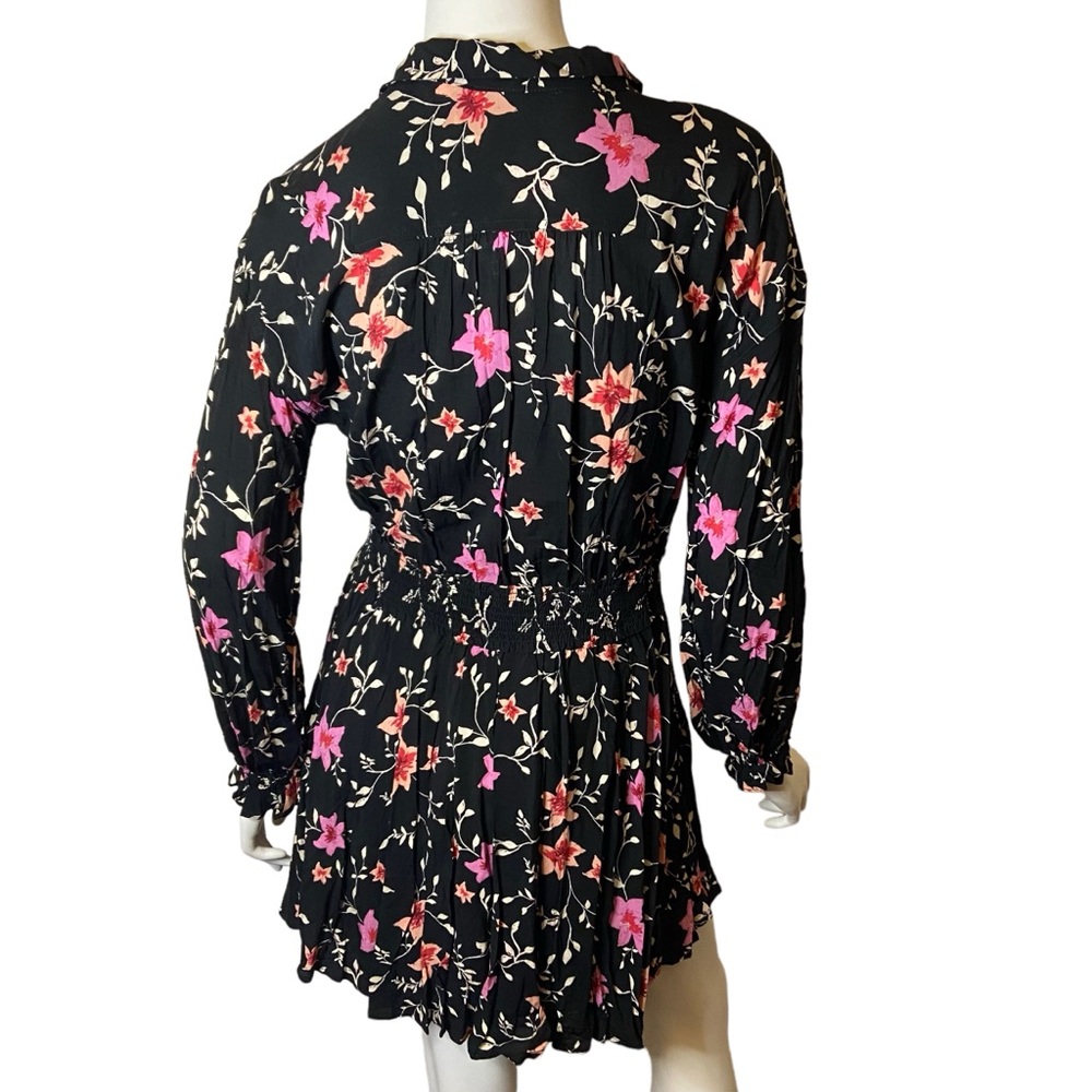 NWT Free People XS Lighten Up Floral Mini Dress Black Pink - Picture 8 of 13